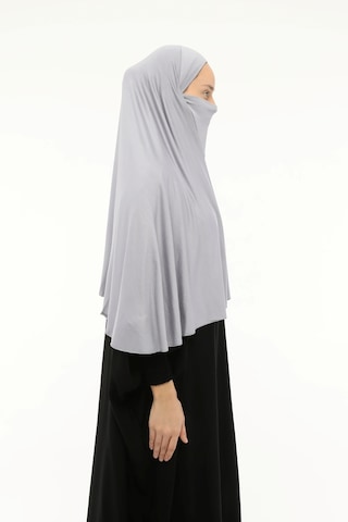 Altobeh Hazır Türban Peçeli Pratik Eşarp Tesettür Nikaplı Hijab - Namaz Örtüsü Sufle 3xl - Gri Gri