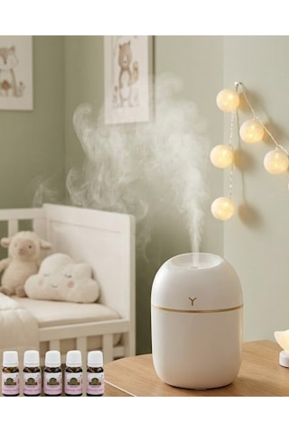 Kompakt  Mini Hava Nemlendirici 5 Esans Led Işıklı Usb Aromaterapi Cihazı