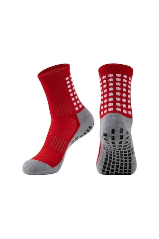 Suofeng Kışın Spor İçin Silikon Anti-s Kayıp, Kalın Havlu Tabanlı Orta Boru Futbol Basketbol Çorapları - Kırmızı, Tek Beden Çok Renkli