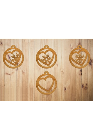 10 Parça Ahşap Yılbaşı Ağacı Süs Setleri Ortalama 6-8 Cm Noel Ağacı Süsü