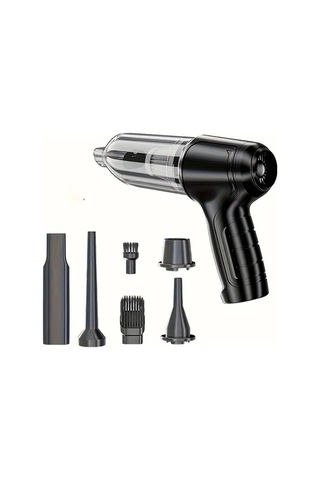 Honeybeeshop Siyah Evde Arabada Kullanilabilen Cok Fonksiyonlu Ucu Bir Arada Kablosuz El Supurgesi Toz Tuy Ceker Ufler