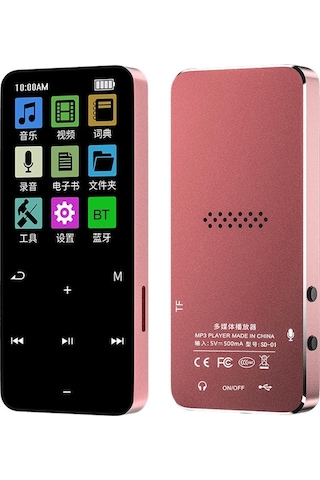 Trendooze Springsun Bt 5.2 Taşınabilir Dijital Spor Ses Oynatıcısı Dahili Net Hoparlör Çok İşlevli Fm Radyo Se Pembe 8g Du