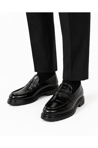 Frank Valentia Fv003 Premium Klasik Erkek Hakiki Deri Ayakkabı - Bağcıksız Eva Taban Siyah