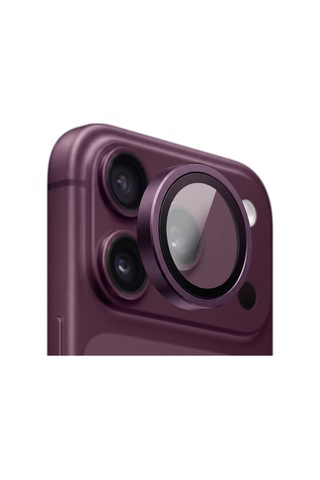 Buff Apple iPhone Uyumlu 18 Pro / 18 Pro Max Titan Metal Kamera Lens Koruyucu Dark Cherry Kiraz
