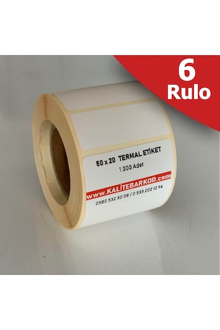 50X20 Termal Etiket 6 Rulo Barkod Etiket Kalite Barkod 50X20 Termal Etiket 6 Rulo Barkod Etiket Kalite Barkod