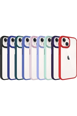 Apple Uyumlu iPhone 15 Plus İle Kılıf Şeffaf Arka Yüzey Renkli Kenar Çerçeve Telefon Kılıfı Kapak