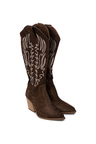 Deery Kadın Hakiki Süet Kahverengi Western Çizme - Z1614zkhvc01 Kahverengi