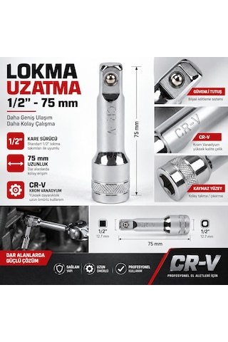 1/2 Lokma Uzatma Ara Kolu 75mm