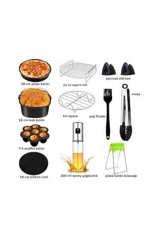 Yasomi 3,5- 4 Litre Uyumlu 7 Inc 18 Cm 12 Li Airfryer Fritöz Se