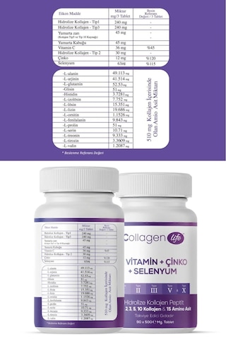 Collagen Life 5 Tip Kolajen 90 Tablet X 3 Adet