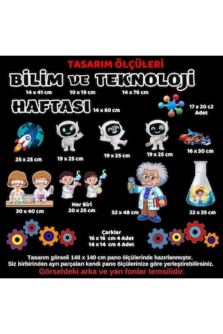 Bilim Ve Teknoloji Haftası Parçalı Pano Süsü Hazır Kesimli Bristol Karton Okul Ve Sınıf Panosu Dekoru 7