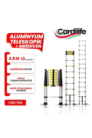 Teleskopik Alüminyum Merdiven 3.8 Mt 13 Basamaklı 1 Adet