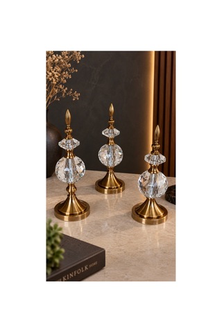 Kristal Detaylı Metal Gövdeli Dekoratif Aksesuar Bronz 62503692