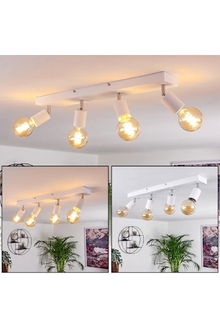 Riolight Modern2 Beyaz2 4xe27 Mafsallı Hareketli Başlık Glop Ampul Hariç Metal Spot Avize Beyaz