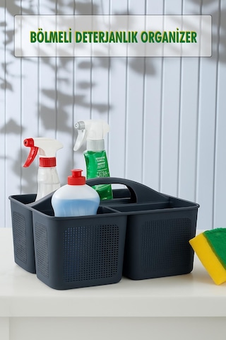Bölmeli Deterjanlık Organizer Füme Gri