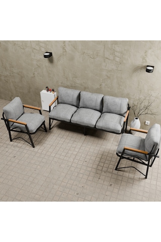 Mb Garden Furnıture Simetri Model, Balkon, Bahçe, Cafe, Metal Koltuk Takımı, Bahçe Takımı , Çay Seti, 3 1 1 Takım Gri