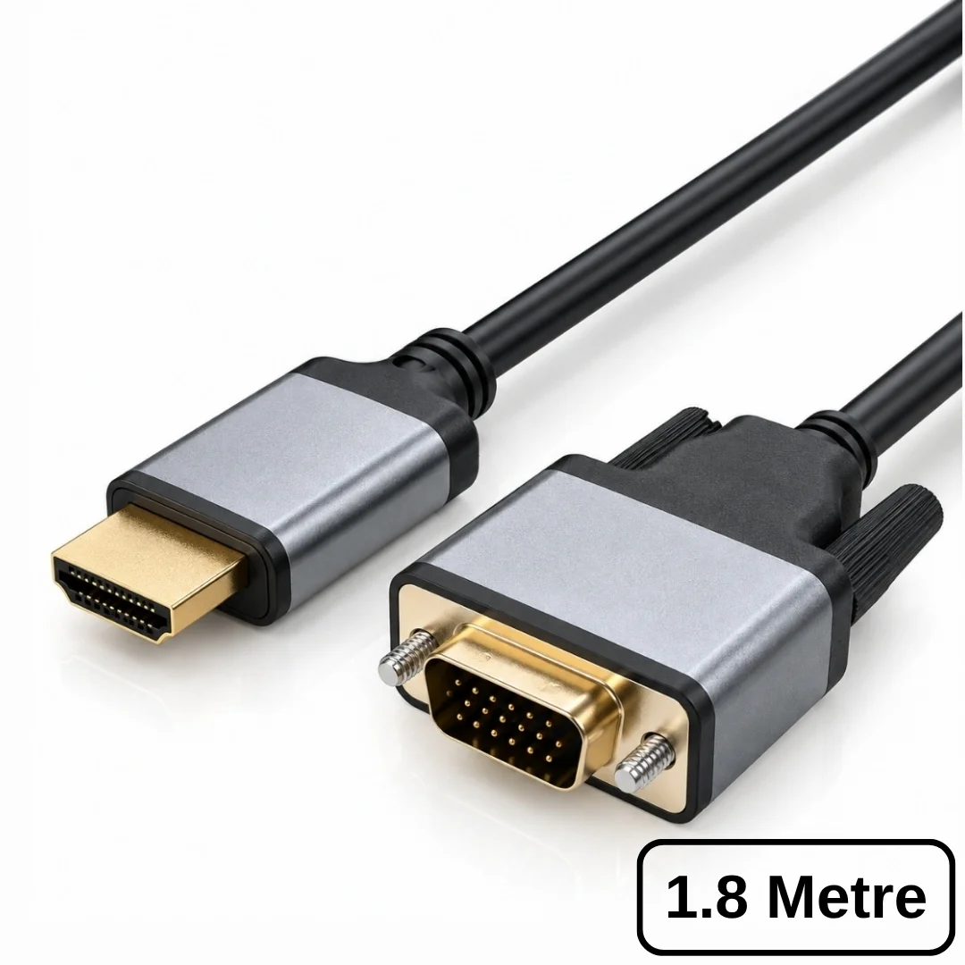 Hdmı To Vga Görüntü Çevirici Dönüştürücü Adaptör Monitör Uydu Tv Kablosu 1.8 Metre