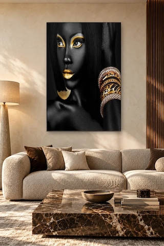 Fida Altın Göz Farlı Ve Bilezikli Afrikalı Kadın Canvas Tablo Çok Renkli