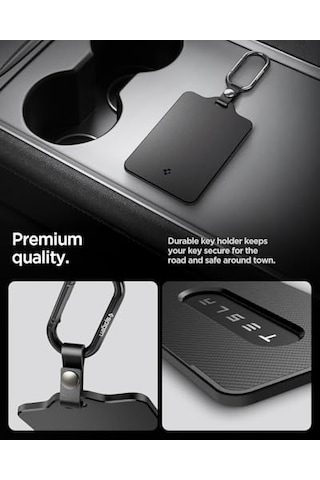 Spigen Tesla Anahtar Kartı İle Uyumlu Cüzdan Kartlık + Karabiner Anahtarlık 2 Adet To243 Siyah - Acp07175 Spigen Tr