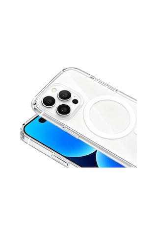 Apple Uyumlu iPhone 16 Pro Max Kılıf Mkst Wireless Şarj Özellikli Şeffaf Kapak - Şeffaf Şeffaf