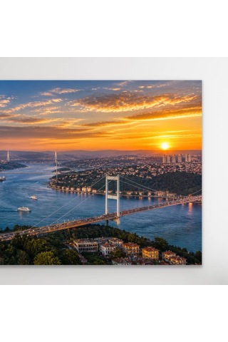 3 Boğaz Manzaralı İstanbul Kanvas Tablo 40x80 Cm Çok Renkli