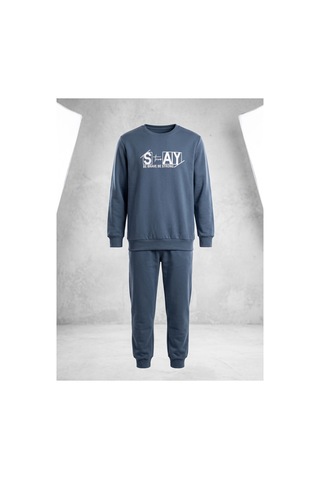 Deniva Kids Erkek Çocuk Mavi "stay" Baskılı Eşofman Takımı Alt-üst Set