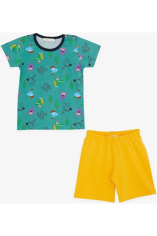 Breeze Erkek Bebek Pijama Takımı Neşeli Hayvanlar Alemi Dostluk Temalı 9 Ay-3 Yaş, Yeşil-yeşil Yeşil