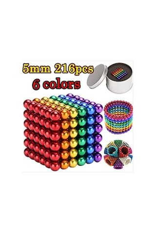 Boncuk Mıknatıs 216 Adet 5 MM Mıknatıslı  Magnet Neo Cube Karışık Mix