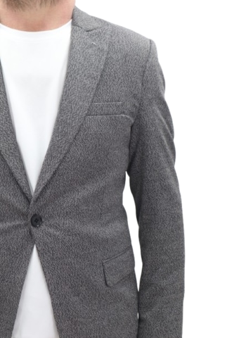 Twenhil Dmctekstil Erkek Ckt-203 Desenli İtalyan Kesim Dar Kalıp Tek Düğme Blazer Ceket Füme