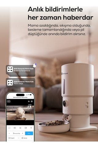 Akıllı Mama Kabı Kameralı Ve Otomatik Sensörlü Su Pınarı Seti Wifi Kontrollü 5l Mama 2.5l Su Paslanm