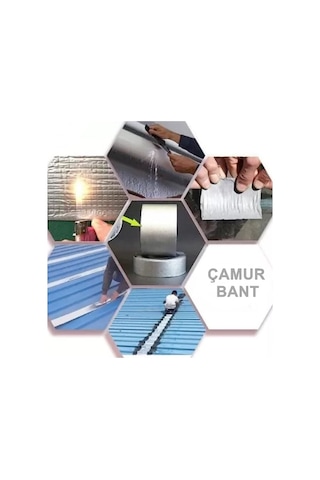 Su Geçirmez Çamur Bant 10cmx1.5m Alüminyum Güçlü Yapışkanlı Bant