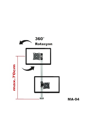 Tarix Ma-04 Masa Üstü Dikey İkili Monitör Askı Aparatı17"-27