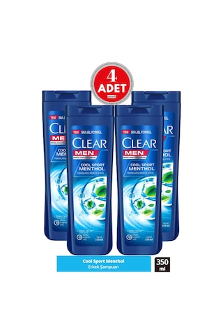 Men Kepeğe Karşı Etkili Şampuan Cool Sport Menthol Ferahlatıcı Mentol Etkisi 350 Ml 4 Adet