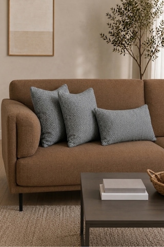 Chevron Bohem Dekoratif Punch Yastık Kırlent Kılıfı Antrasit 30 x 50