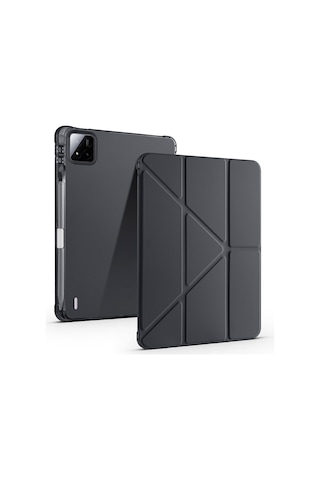 Pad 8 Pro Kılıf Zore Tri Folding Kalem Bölmeli Standlı Kılıf - Siyah Standlı Kapak