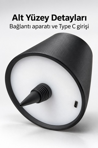 Dekoratif Masa Aydınlatması Şişeye Takılan Siyah Abajur Standart
