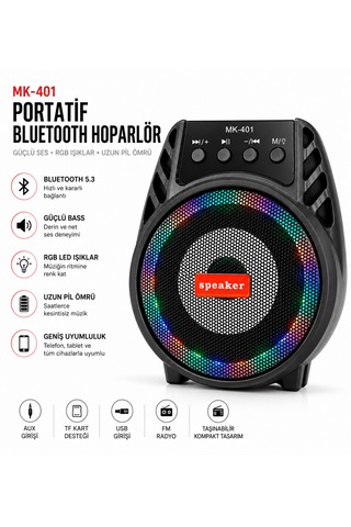 Mikrofon Girişi İle Karaoke Keyfi Usb, Tf Kart Ve Aux Desteği Bluetooth Hoparlör