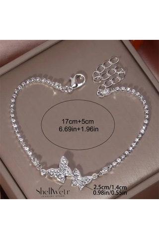 Aryel Çelik Bileklik Taşlı Su Yolu Ve Kelebek Detaylı-sevdiklerinize Ve Kendinize En Özel Hediye Gri