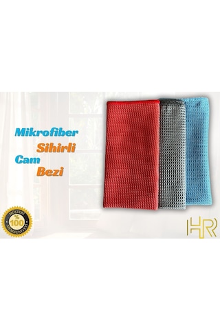 Hrpak Mikrofiber Cam Araba Mutfak Temizlik Bezi 3'lü 40 x 40 CM