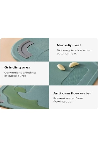 Moveevo 304 Çelik Yeşil Çift Taraflı Kesme Tahtası, 40x25cm Büyük Boy, Hamur Ve Sebze İçin Çok Amaçlı Kullanim Yeşil