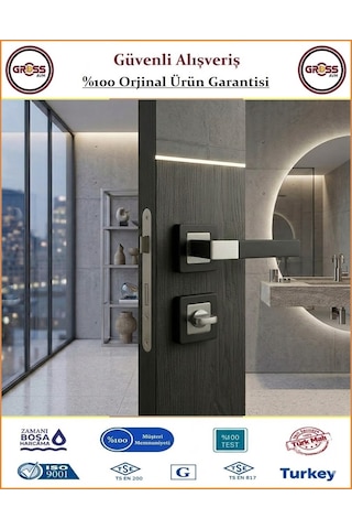 Sofuoğlu Asude Rozetli Kapı Kolu - Mat Siyah Saten - Wc Banyo