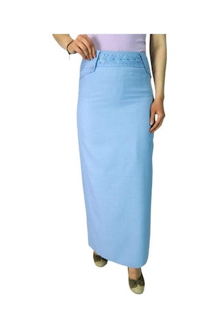 Kadın Mavi Kumaş Uzun Etek Erm159