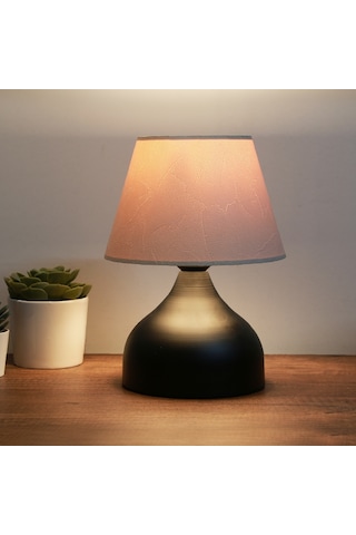 Milano Metal Gövdeli Abajur Konik Krem Dallı Desen Pvc Başlık Yatak Odası Salon Cafe Ayndınlatma Krem