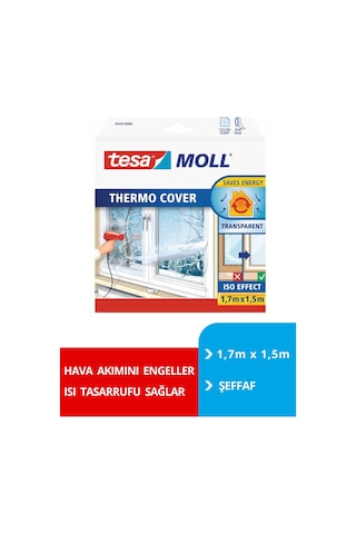 Tesamoll Pencere İzolasyon Yalıtım Filmi Termo Kılıf, Şeffaf, 1.7m X 1.5m Diğer