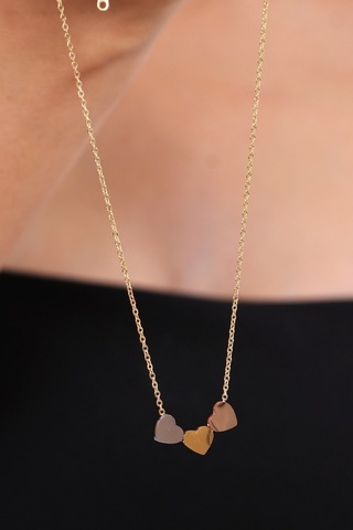 Kadın Mix Kalpli Çelik Kolye