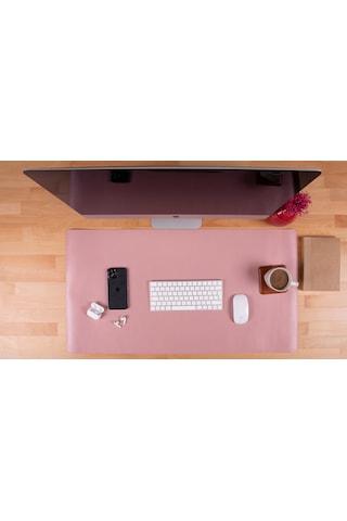 Still & Silent Pink Gerçek Deri Desk Mat Apple Uyumlu MacBook Altlığı