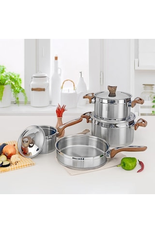 Serenk Definition 7 Parça Çelik Tencere Seti