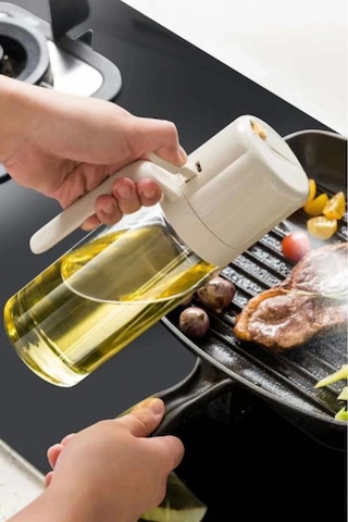 Çift Foksiyonlu Cam Yağdanlık Ve Püskürtmeli Sprey Yağdanlık Sprey Yağlık Sirkelik 550 Ml