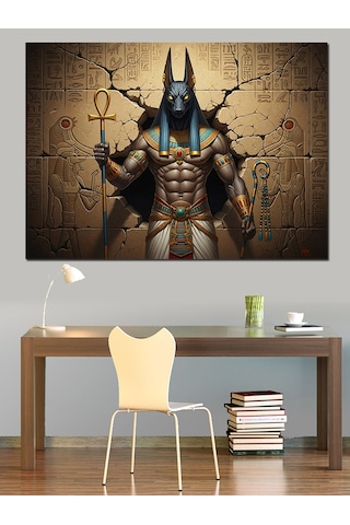 Antik Mısır Tanrısı Anubis Dekoratif Kanvas - Mdf Ahşap Tablo