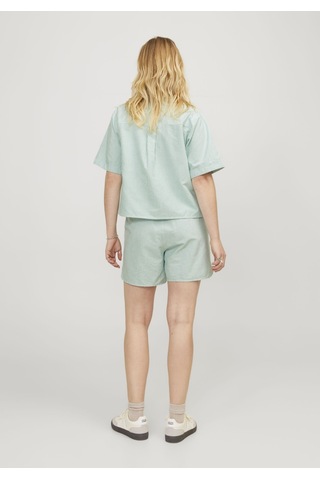 Jack & Jones Kadin Çizgi Desenli Rahat Kesim Sort - Siva 12254554 Grayed Jade Kırmızı